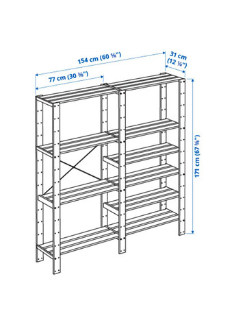 2 секции ИКЕА HEJNE 154х31х171 см (s09031417) IKEA (299831757)