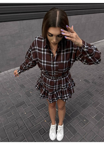 Костюм из фланели в клетку Рубашка + Юбка No Brand (353869152)