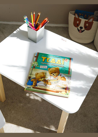 Дитячий прямокутний стіл і стільчик ведмедик. Столик для ігор, уроків, їжі. No Brand (323223358)