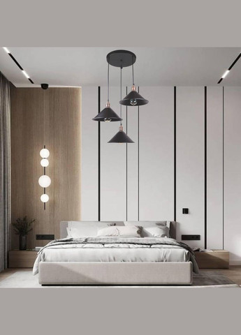 Чорна люстра з трьома підвісами лофт (52-839F-3 BK (300)) No Brand (370072522)