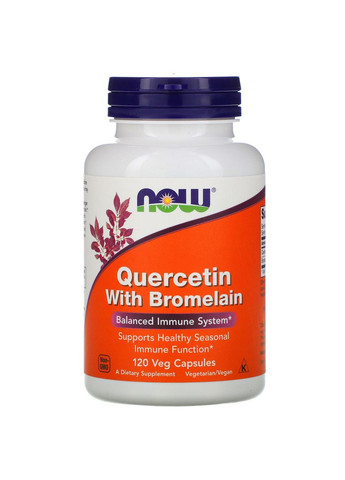 Кверцетин с бромелаином Quercetin with Bromelain баланс иммунной системы 120 растительных капсул Now Foods (264648141)