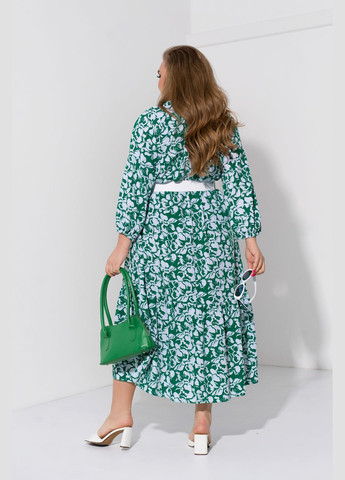 Зелена кежуал трендова сукня дзвін No Brand з квітковим принтом