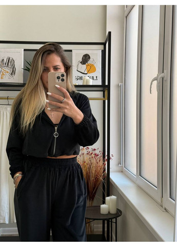 Жіночий спортивний костюм трійка: укорочена кофта, топ та штани палаццо MonCher (360428959)