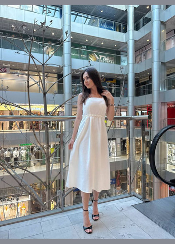 Молочное повседневный, кэжуал женское платье а-силуэт Style Point однотонное