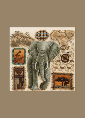 Набір для вишивання за нанесеною на канву схемою "African elephant". AIDA 14CT printed 45*44 см Joy Sunday (313613664)