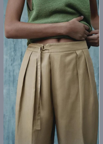 Брюки с защипами и пряжкой Zara (331740728)