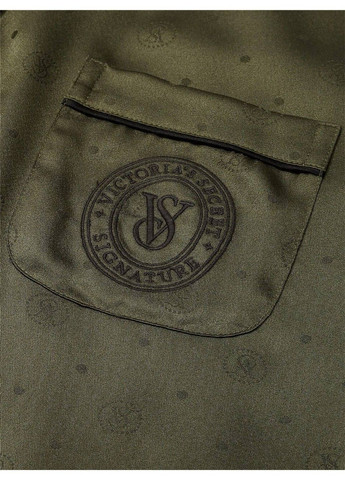 Зеленая всесезон пижама сатиновая satin dew drop heart long pajama set Victoria's Secret