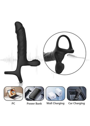 Смарт эрекционное кольцо с вибрацией и фаллоимитатором для двойного проникновения Love Spousе No Brand (335862430)