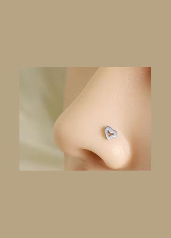 Сережки-цвяшки пірсинг гачок в ніс із серцем вигнутий із мед. стали стрази для носа No Brand (339869637)