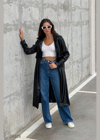 Жіночий тренч з екошкіри Liton без застібки демісезон (303169175)