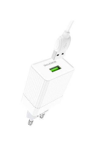 Сетевое зарядное устройство с кабелем BA47A Mighty speed single port QC3.0 3A + Micro-USB cable 18W White Borofone (369457569)