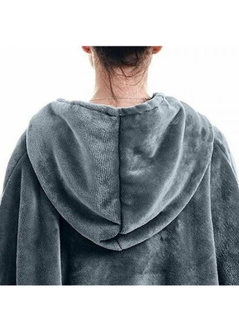 Толстовка плед халат зимний худи свитер оверсайз унисекс с карманом капюшоном однотонная 80х100 см (478495-Prob) Серая Unbranded (305784366)