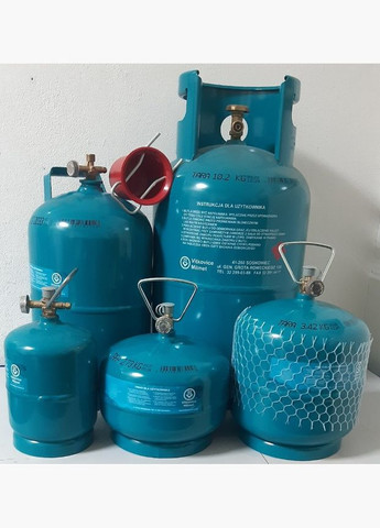 Газовый туристический баллон многоразовый заправочный на 3 кг газа (7,2 л водяного объема) на резьбу 3/8" дюйма Milmet (313618639)