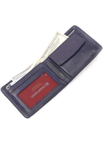 Оригінальне чоловіче портмоне із зернистої шкіри 21062 Синій Karya (366288845)