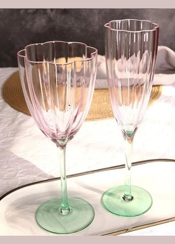 Кришталевий келих для ігристого вина у формі квітки Рожевий із зеленим Shanxi Saintroy Trade Co.,Ltd (279625088)