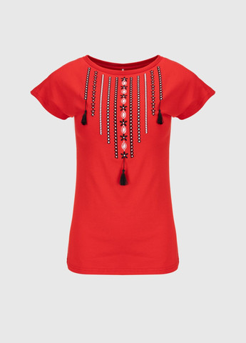 Красная вышиванка футболка с принтом женская ожерелье красный shop (2000990566454) Melanika хлопок (316017193)