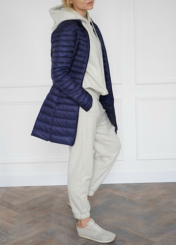 Синя демісезонна подовжений ультралегкий пуховик One