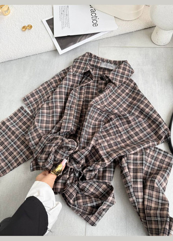 Коричневая кэжуал рубашка в клетку Adelante с длинным рукавом