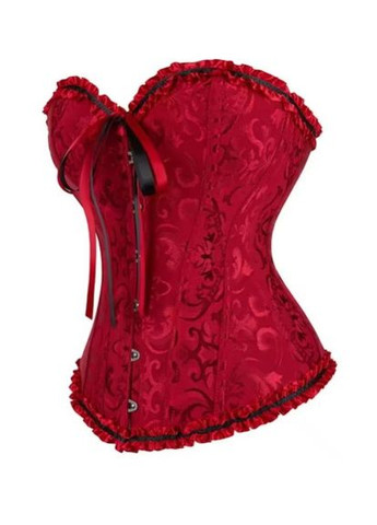 Корсет вишневый атласный на шнуровке жаккардовый (ZK-borM) No Brand (369667742)