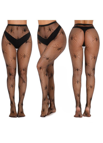 Колготки в сітку з павуками жіночі one size чорний Jannet Колготки (361893431)