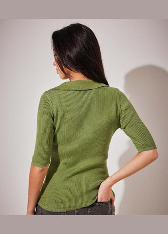 Зеленая женская футболка-поло демисезон,зеленый, NA-KD