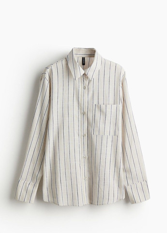 Светло-бежевая классическая рубашка в полоску H&M