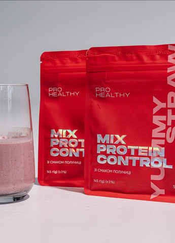 Протеїновий коктейль зі смаком полуниці для контролю або для збільшення ваги Mix Protein Control Yummy Strawberry PRO HEALTHY CHOICE (340465107)
