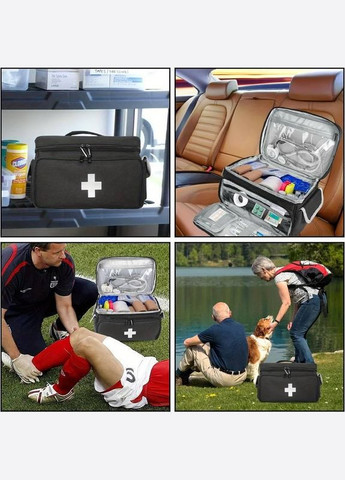 Аптечка, сумка-органайзер для медикаментів Велика 29 x 19,5 см протиударна Чорна ( код: IBH052B ) Profi Care (331902248)