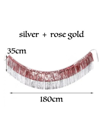 Гирлянда из дождика для фотозоны 180 на 35 см розовое золото с серебром Jannet Дощик (316680235)
