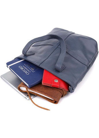 Сумка шоппер жіноча з натуральної шкіри через плече Синій 40699 Vintage (361970404)