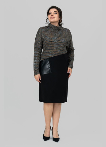 Горчичное повседневный платье асимметричное спинка с принтованными полосатыми вставками all posa (ap101692p) A'll Posa