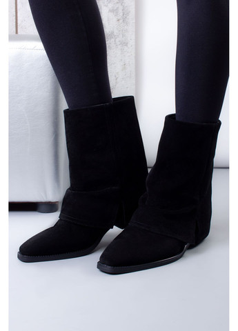 Черевики жіночі K350-801-1 натуральна замша чорні 346573 Where Uwear (364658680)