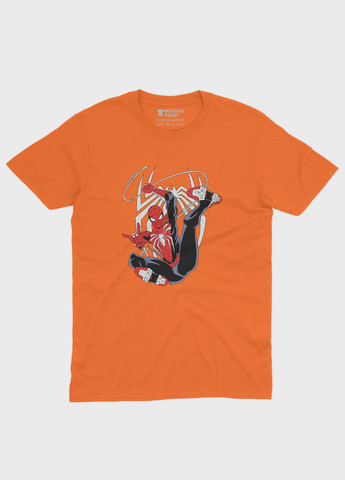 Помаранчева демісезонна футболка для хлопчика з принтом супергероя - людина-павук (ts001-1-ora-006-014-025-b) Modno