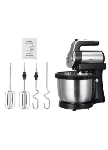 Стаціонарний міксер з чашею 4 л, 1000 Вт, 5 швидкостей, 2 насадки, віночки та гаки SK-6662 Sokany (370974607)