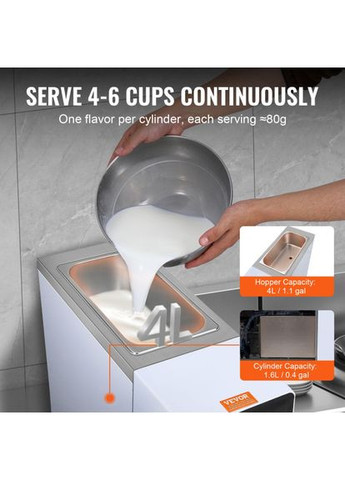 Машина для мягкого мороженого BQL-9200ST, производительность 10 л/час, один вкус Vevor (351505677)