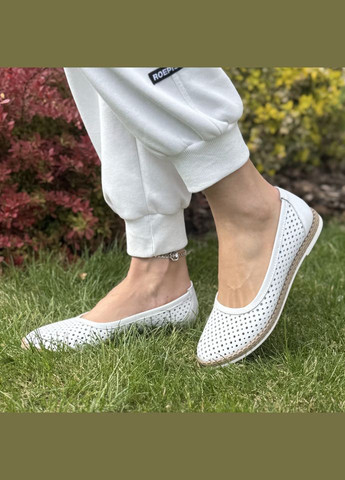 Женские балетки белые кожаные женские с перфорацией. 39 размер Vasha para | белые (338794163)