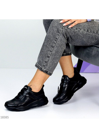 Повседневные дизайнерские черные кожаные кроссовки натуральная кожа на липучках Yimeili чёрные (366704376)