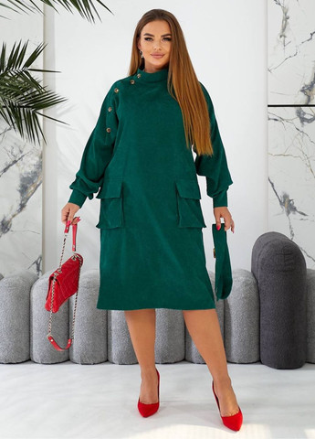 Темно-зеленое повседневный платье меди под пояс Allthings