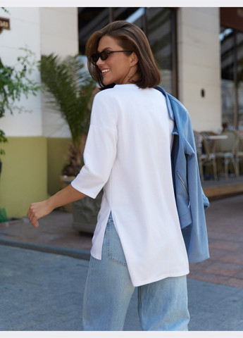 белая туника из французского трикотажа с удлинённой спинкой Dressa (363367693)