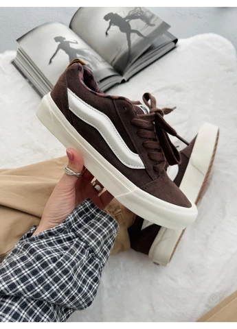 Белые демисезонные кеды мужские vans knu skool brown/white ванс кну скул белые No Brand