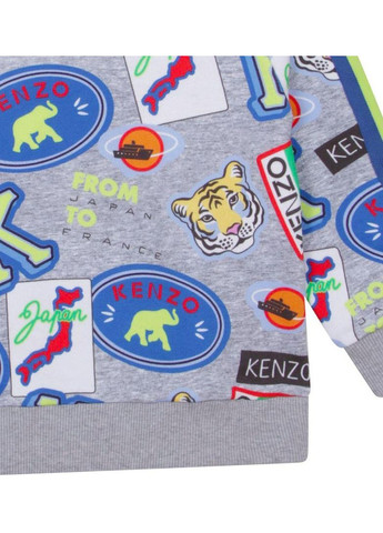 Kenzo світшот, арт. 25765, значки, 98 см, 3 роки сірий трикотаж