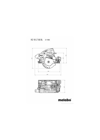 Акумуляторна ручна дискова пилка KS 18 LTX 66 BL, 18 В, Каркас (Кейс) 611866840 (8124) Metabo (295036084)