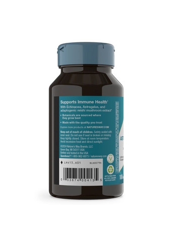Эхинацея, астрагал и рейши, 1200 мг, Echinacea Astragalus&Reishi,, 100 вегетарианских капсул Nature's Way (322741204)