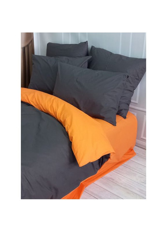 Постільна білизна ДУЕТ Антрацит/Помаранчевий Ранфорс Євро MERISET (278254981)