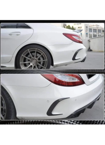 Накладки на задній бампер (для Base / CLS63 SD 2015-2018, Карбон) для Mercedes CLS C218 рр AMG (390771897)