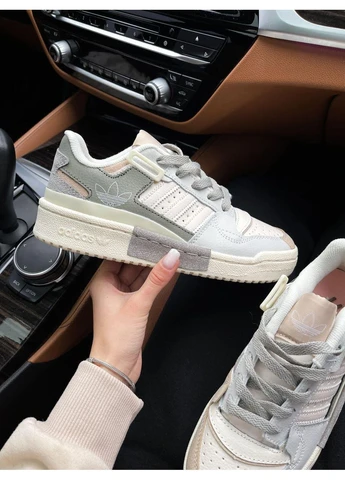 Білі літні кросівки adidas forum low white green 2.0 адідас форум No Brand