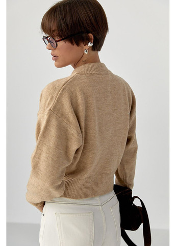 Светло-коричневый зимний кардиган Lurex