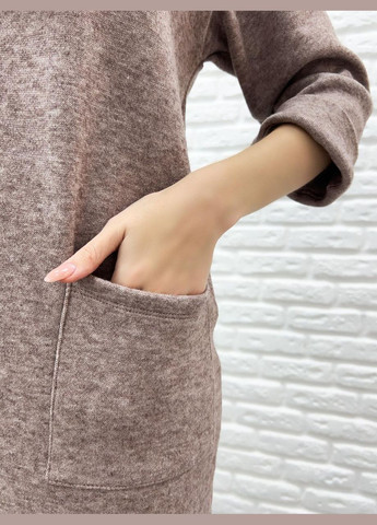 Кофейное теплое платье из двухсторонней ангоры Fashion Girl