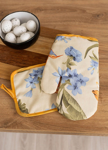 Набір рукавичка та прихватка водовідштовхувальні "Колібрі пудра" Homedec - (303911866)