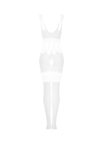 Сетчатый бодистокинг с имитацией топа и шортов Bodystocking G330 Obsessive белый нейлон, эластан